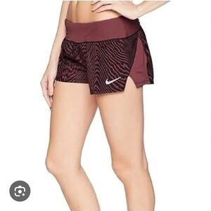 Nike Women's Dri-Fit Crew 3" Zebra Print Running Shorts Wine